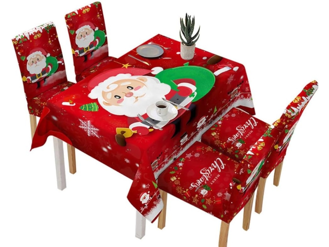 Toalha De Mesa Retangular Impermeável Com Estilo Natalino E De Ano Novo.