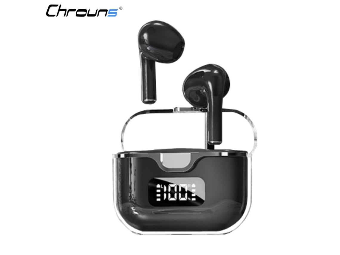 Auriculares Bluetooth True Wireless Chrons 5.2 com Microfone Recarregável Preto VEANXIN