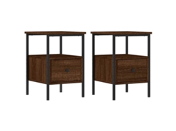 Bedside Cabinet, Bedside Cabinets Vidaxl Marrom Madeira Processada (n/a)