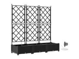 Conjunto 3 Vaso De Jardim Vidaxl Preto Polipropileno (120 X 40 X 126 Cm)