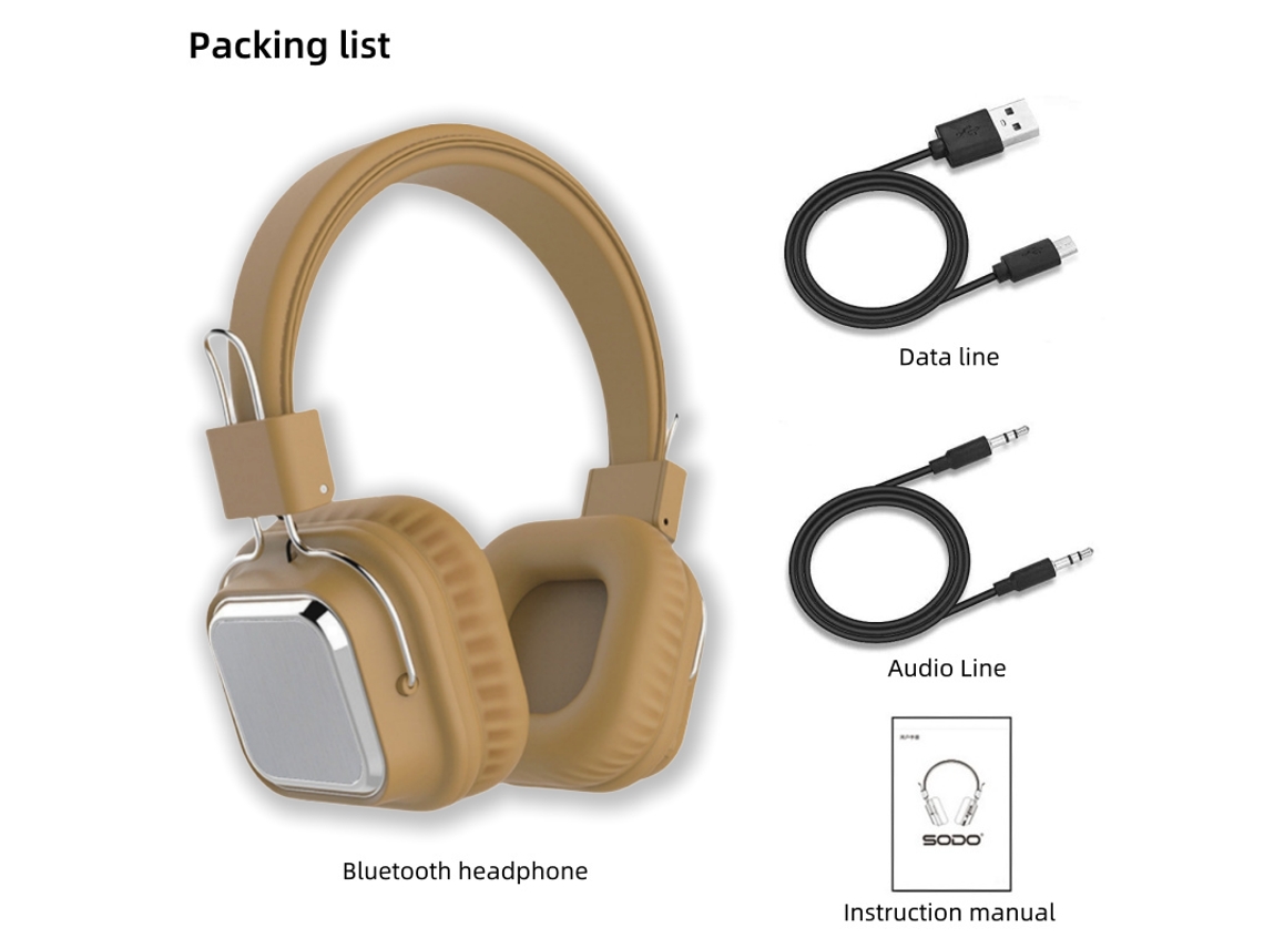 Fones De Ouvido Sem Fio Sodo Sd 1003 Com Equalizador 3eq, Compatíveis Com Bluetooth 5.1, Dobráveis, Estéreo Hifi E Com Suporte Para Tf/fm. Brilvibera