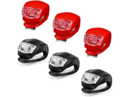 Conjunto De 6 Luzes De Bicicleta (dianteiras E Traseiras) Com Clipe De Silicone À Prova D'água, Compatíveis Com Mochilas E Scooters.