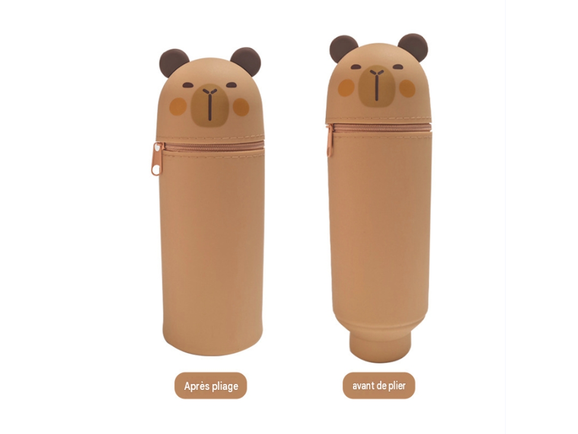 Estojo Telescópico De Silicone Kapibala, Porta-canetas Dobrável, Bolsa Portátil Para Material Escolar (2 Peças)