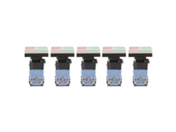 Kit com 5 Interruptores Push Button Auto Reset 22mm com Luz Indicadora AC220V