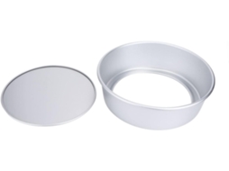 Conjunto redondo de 25 cm com base removível em alumínio anodizado.