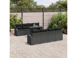 Vidaxl Conjunto De Sofá De Jardim 9 Unid. Preto
