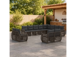 Vidaxl Conjunto De Sofá De Jardim 12 Unid. Cinza E Cinza Escuro