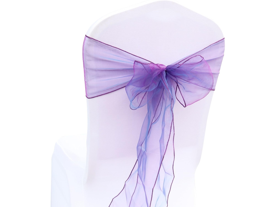 25 Capas De Organza Com Laço Para Cadeiras, 18x275cm, Adequadas Para Cadeiras/mesas, Decoração De Casamento/festa/natal. Igvtrade