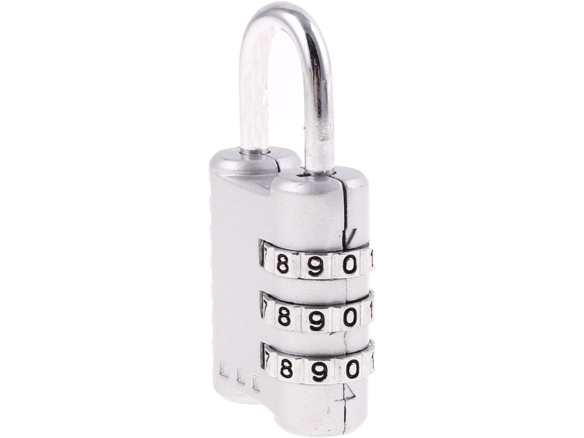 Cadeado de Combinação Mini Reconfigurável Metal para Mala com Número 3 Dígitos, Cor Prata CHABERLU