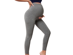 Calça de Ioga para Gestantes, Comprida, Justa, Modeladora de Bumbum, Cinza, M PANOONA