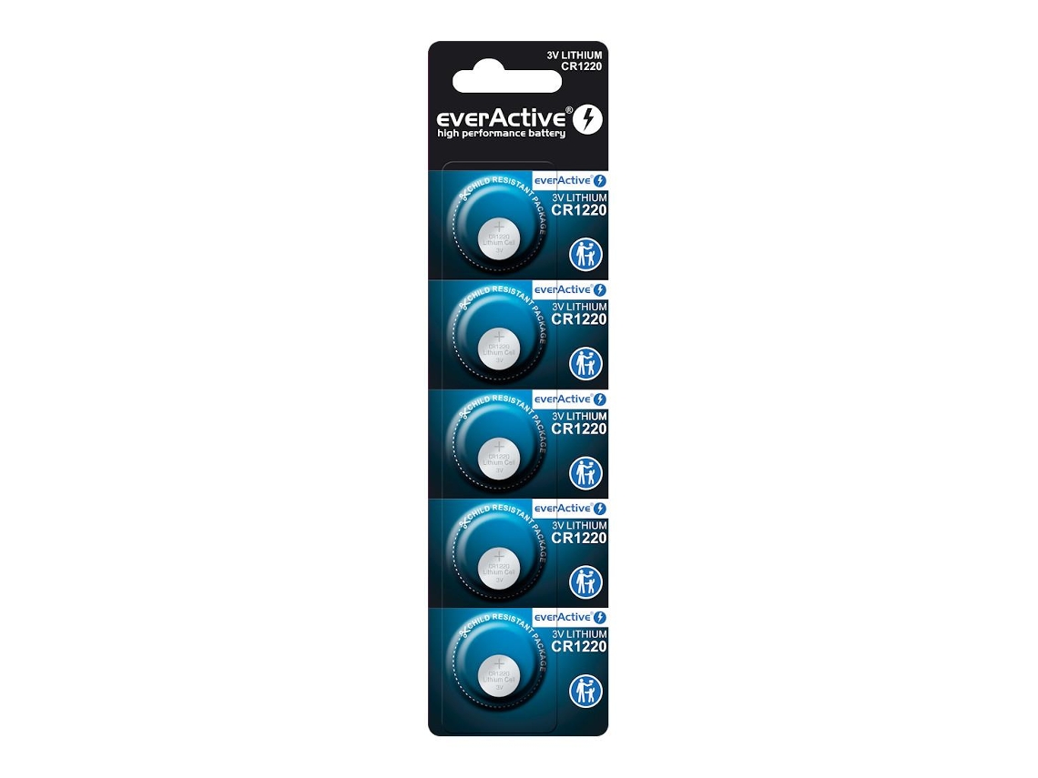 Bateria de Lítio EVERACTIVE Mini Cr1220 para Relógios e Calculadoras Pacote com 5 Unidades