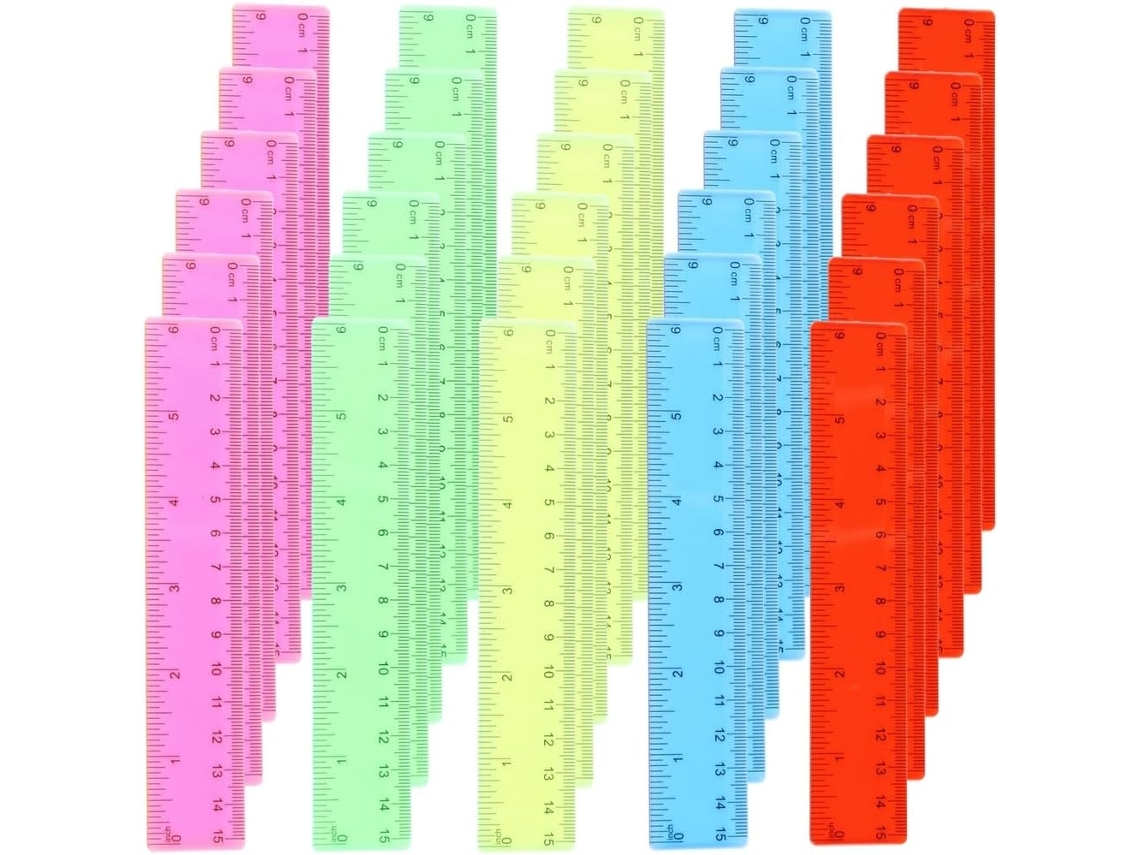 Conjunto De 100 Réguas De Plástico Transparente De 15 Cm (6 Polegadas)