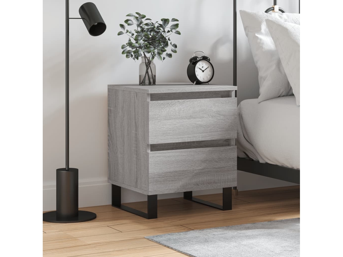 Vidaxl Mesa De Cabeceira 40x35x50 Cm Derivados De Madeira Cinza Sonoma