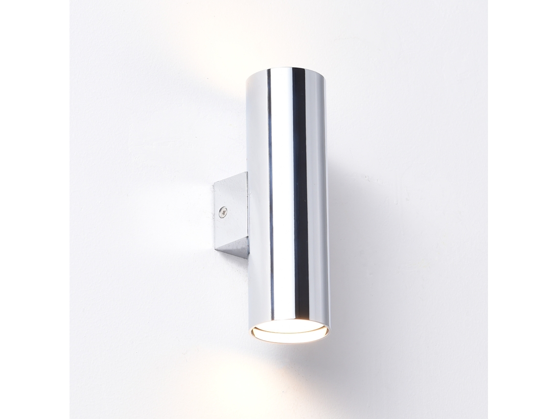 Aplique de Parede Cromado ALPINALUZ “duo Pro” Luz Dupla para Cima e Baixo 2 Casquilhos Gu10 Metálico Lâmpadas Não Incluídas