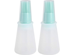 Rebe-conjunto De 2 Frascos De Óleo De Silicone Com Pincel E Tampa Resistente Ao Calor Para Cozinha (verde)
