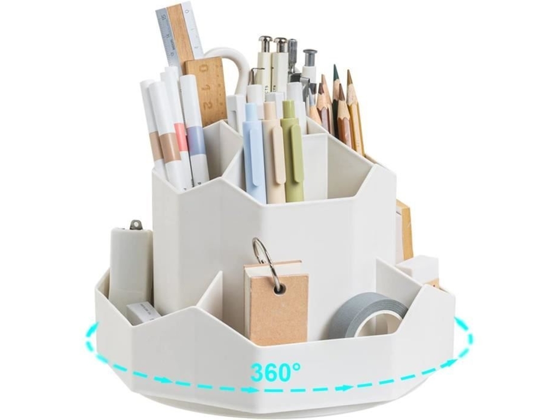 Porta, Canetas Giratório, Organizador de Mesa com 9 Compartimentos e Rotação de 360​​ Graus BRILVIBERA