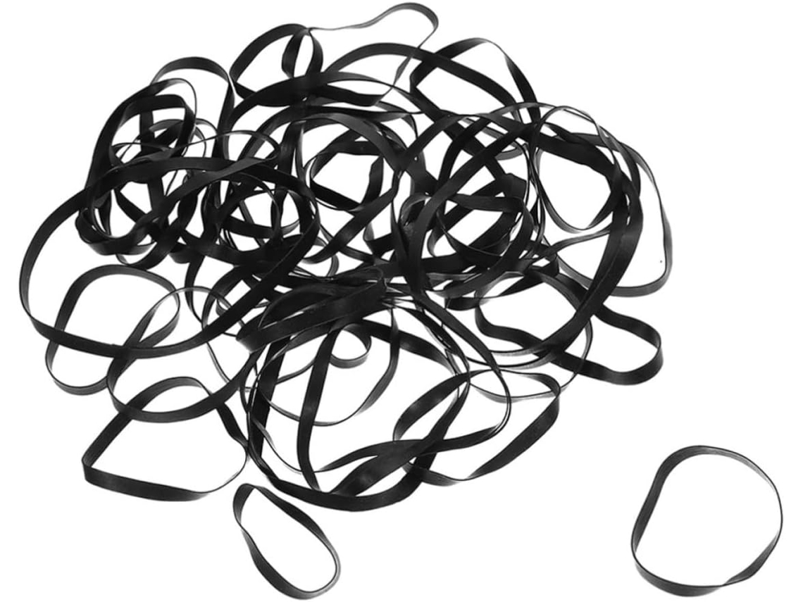 250 elásticos resistentes para uso em carteiras e escolas, com tiras compridas.