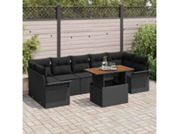 Vidaxl Conjunto De Sofá De Jardim 8 Unid. Preto Rattan Sintético