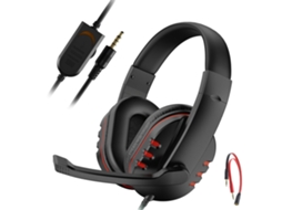 Fone de Ouvido para Jogos com Microfone, Conector de 3,5 Mm com Fio para Uso Sobre a Orelha e Controle de Volume. MDUG (vermelho)