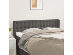 Vidaxl Cabeceira De Cama C/ Abas Couro Artificial 147x16x78/88cm Cinza