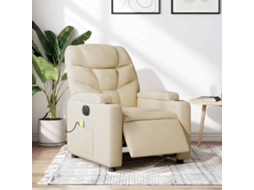 Vidaxl Poltrona De Massagens Reclinável Elétrica Tecido Creme