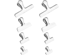 Conjunto de 8 prendedores para selar sacos em aço inoxidável Callaron, 4 tamanhos: 4, 5, 5, 7, 6 e 12 cm, multiuso para alimentos.