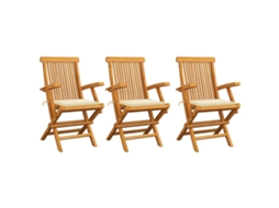 Folding Chair, Folding Chairs Vidaxl Creme Teca (n/a)