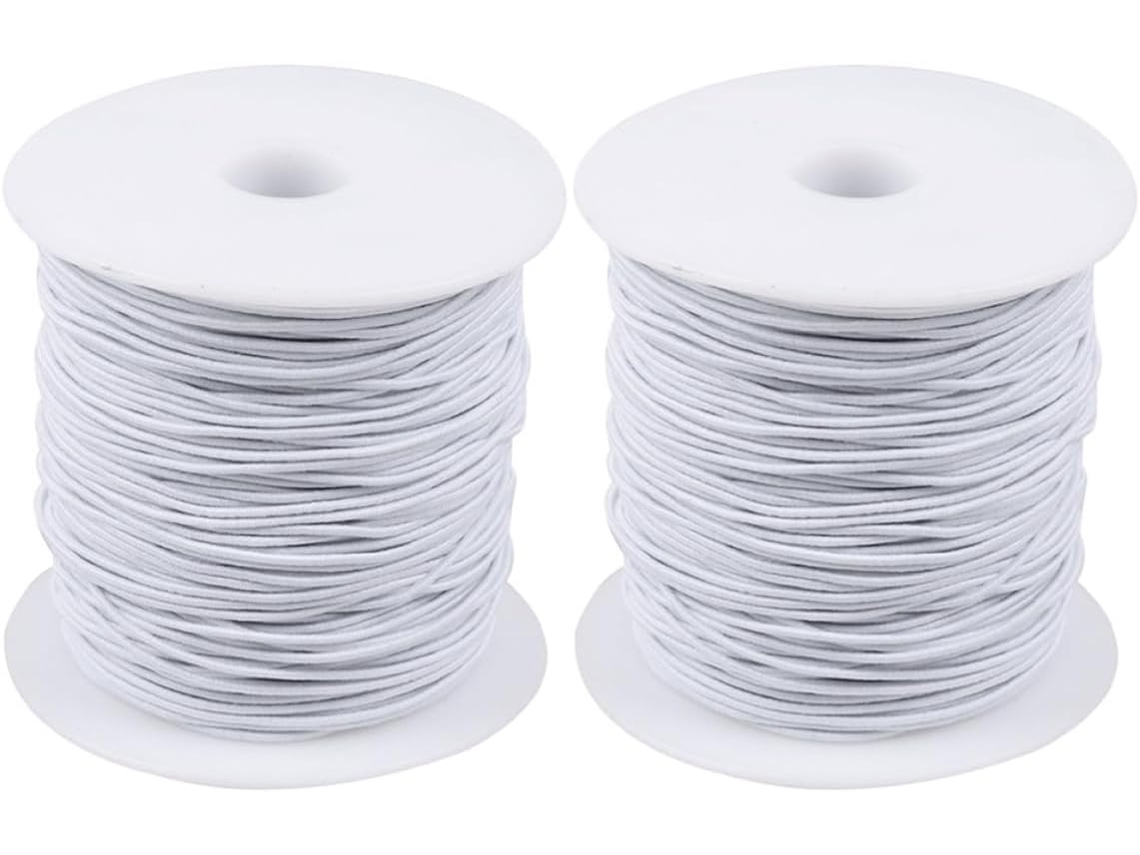 2 Rolos De Fio Elástico Branco De 1 Mm Para Pulseiras E Colares.