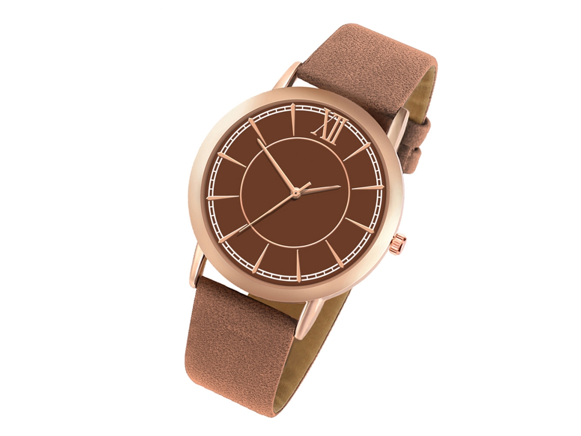 Relógio de Quartzo para Mulheres e Homens Pulseira de Couro Pu Simples Elegante (café)