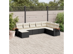 Vidaxl 8 Pcs Conjunto Sofás De Jardim Com Almofadões Vime Pe Preto