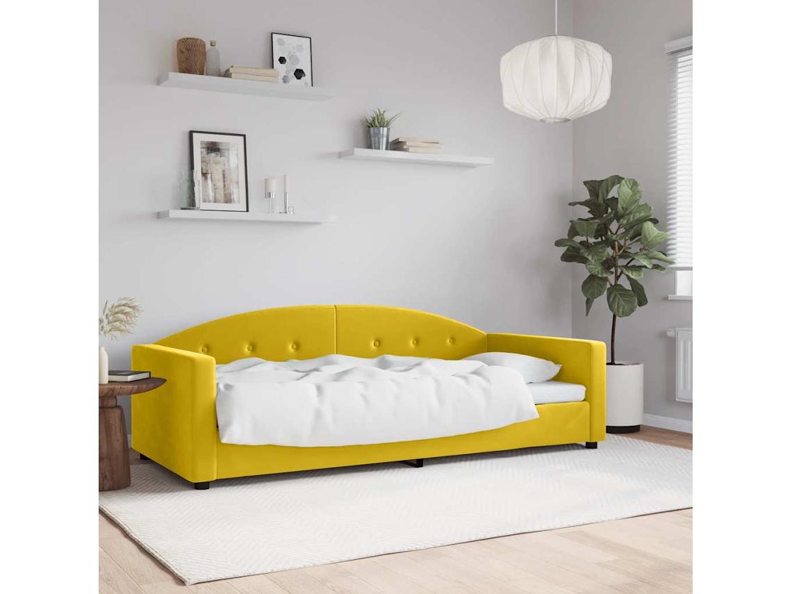 Vidaxl Sofá-cama 90x200 Cm Veludo Amarelo