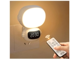Ficha De Luz Noturna Led Com Relógio E Comando Ficha Branca Regulável Em Luz Noturna Com Temporizador E 3 Cores Claras Luz De Bateria Bestvite