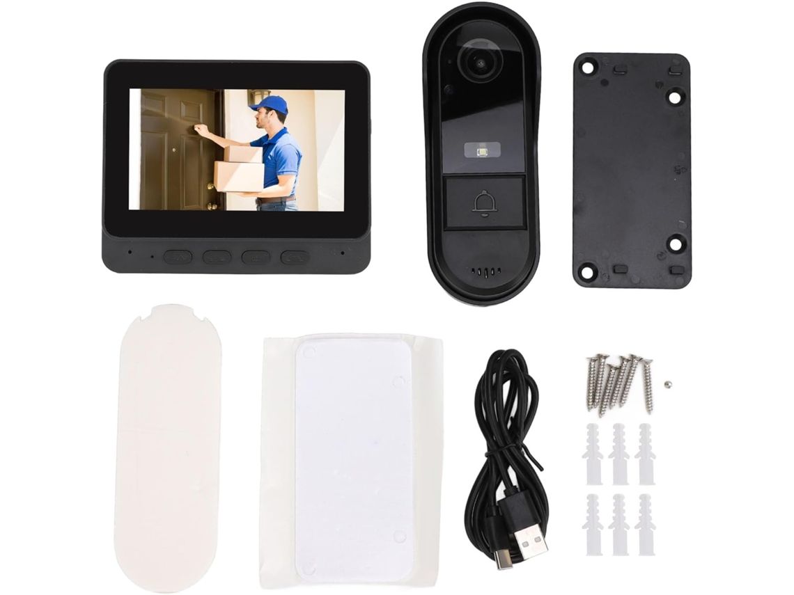 Câmera de vídeo sem fio com visão noturna, 1080p 8mp, ângulo amplo de 170°, comunicação bidirecional, em Prova d'Água