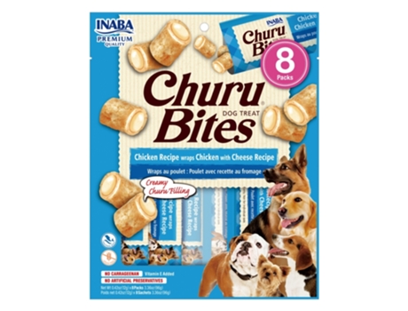 CHURU Dog Bites Receta de Pollo Con Queso 8X8X12 Gr