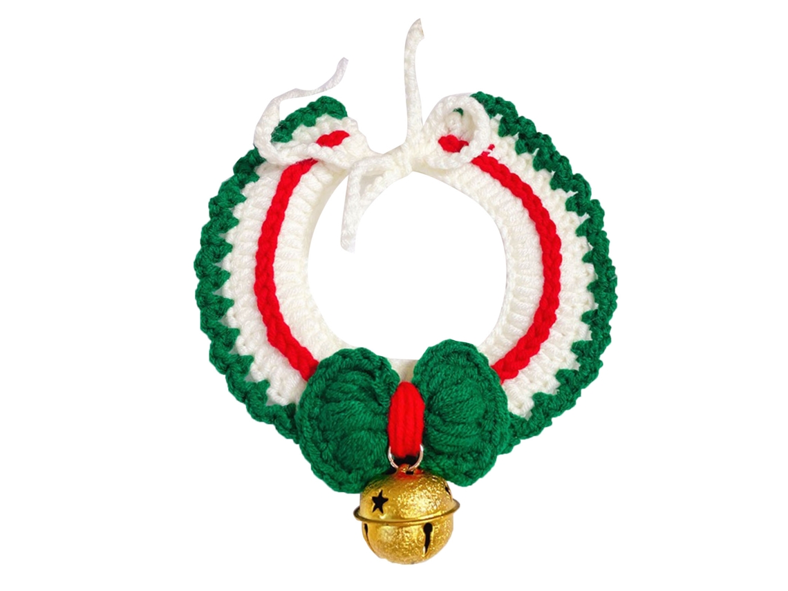 Colarinho De Natal Para Gato Cão Com Sino Verde M