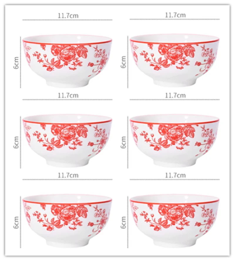 6 Tigelas de Arroz de Cerâmica, Tigelas Redondas de 11,4 Cm, Próprias para Micro ondas e Forno. MDUG (6 Peças, 11,4 Cm)