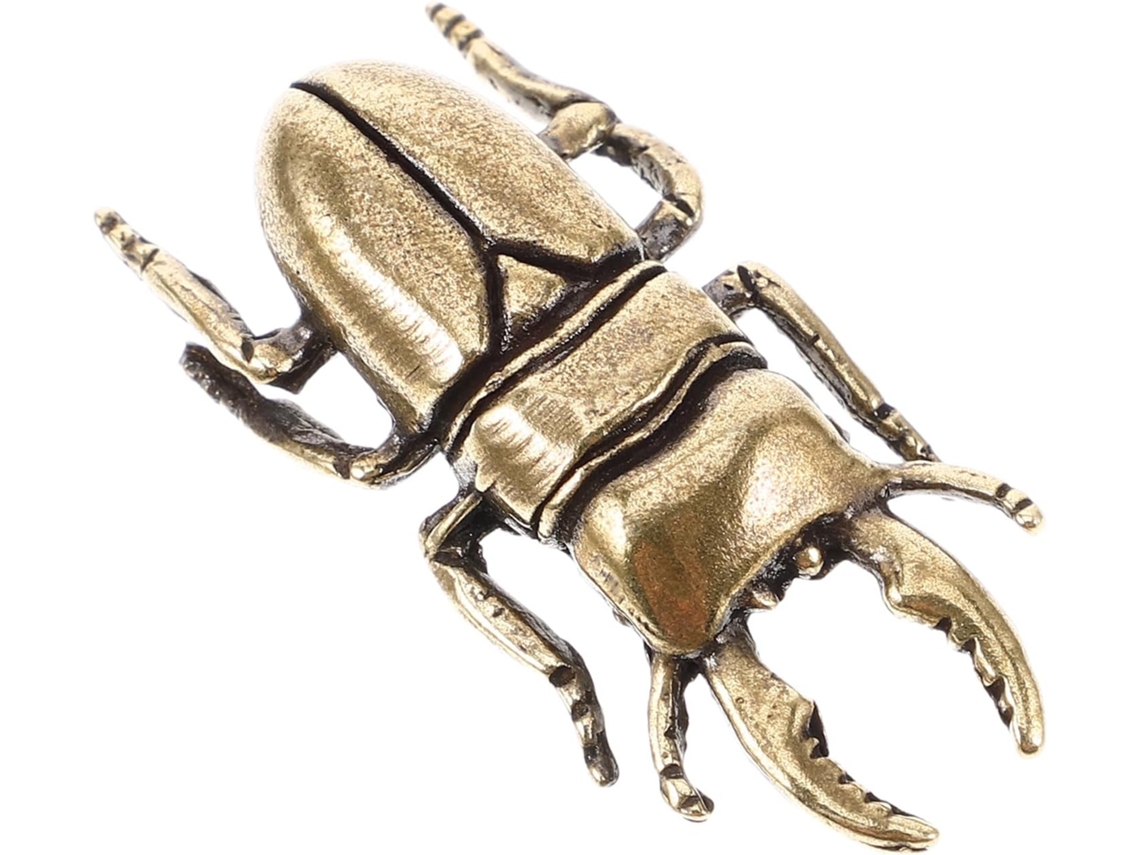 Estatueta Escaravelho Latão Dourado Decoração Estilo Antigo Coleção Ornamento Escritório Mesa Peça Arte Casa GOKOCO