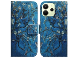 Capa Tipo Carteira Para Xiaomi Redmi Note 14 4g (163,25 Mm) Com Estampa De Flores De Damasco E Couro Sintético