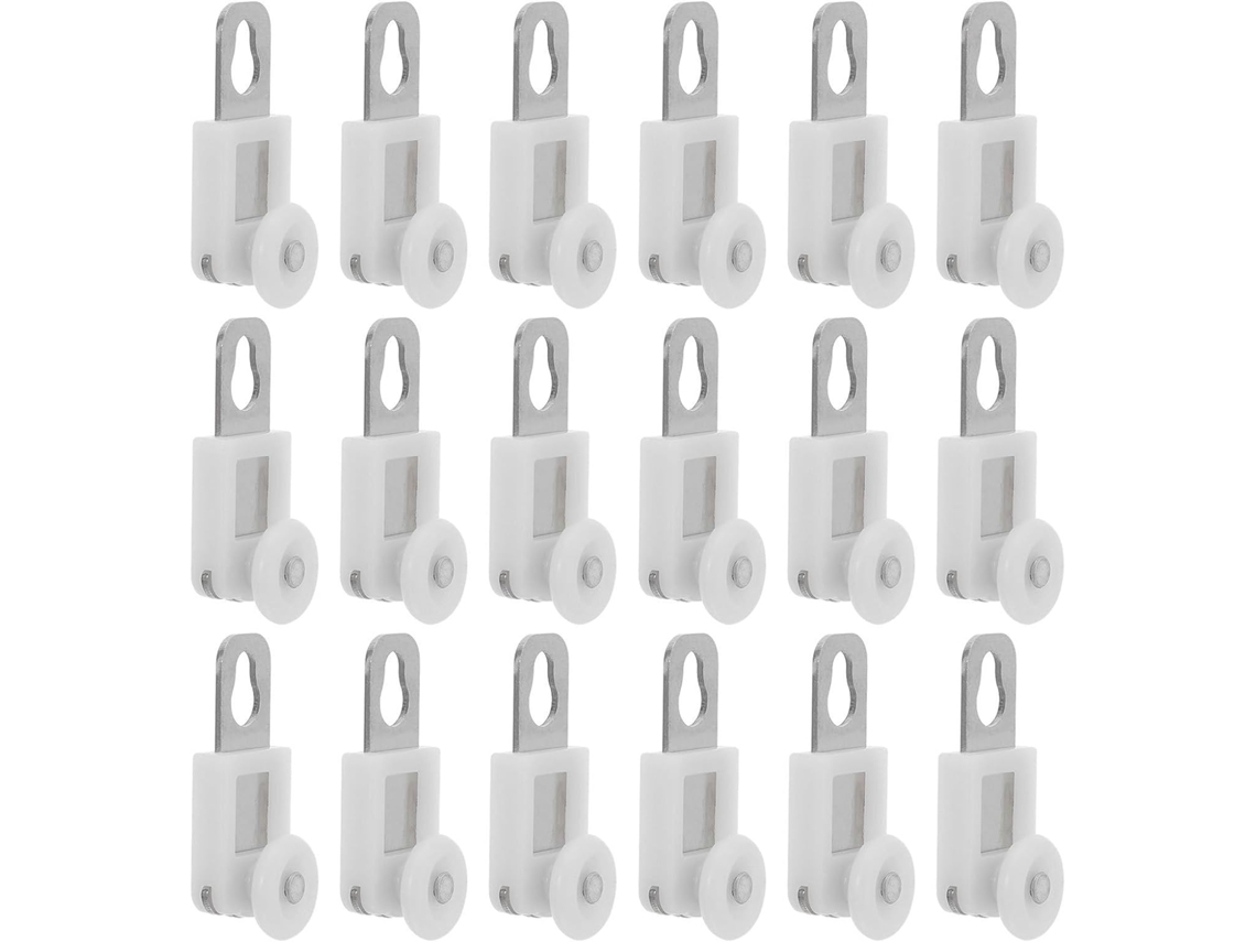 Mikikit Conjunto De 50 Rodízios Cortina Em Metal E Plástico Branco Com Redução Ruído Para Trilhos Quartos Escritórios