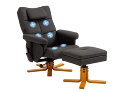 Cadeira de massagem com apoio para os pés, reclinação de até 135°, caixa de armazenamento e controle remoto.