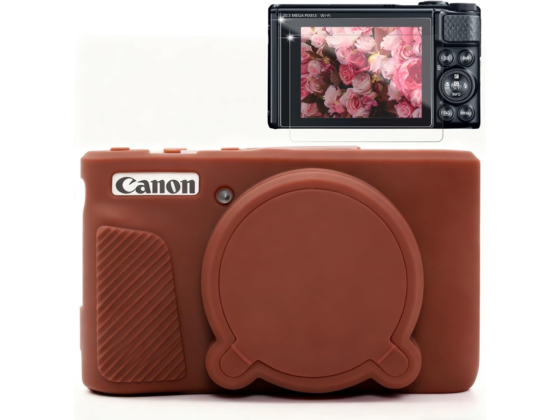 Capa Protetora Silicone HEXINYIGJLY para Canon Powershot Sx740/sx730leve, Antirriscos, Películas Ecrã Marrom