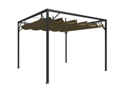 Vidaxl Gazebo Jardim Telhado Retrátil 3x3 M 180 G/m² Cinza-acastanhado