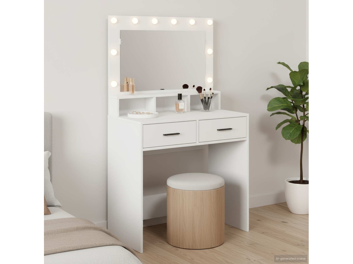 Vidaxl Mesa De Vestir Branco 79 X 41 X 135 Cm Madeira Processada