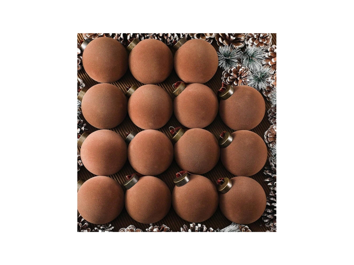 Conjunto De 15 Bolas De Natal Em Veludo De 8 Cm, Com Acabamento Aveludado, Para Decoração De Árvore De Natal. Igvtrade