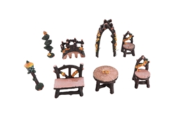 Conjunto De Móveis De Jardim De Fadas Laxiscreed Com 8 Peças Encantadoras