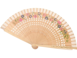 Éventail Pliable Espagnol En Bois Motif Floral Recto-verso,