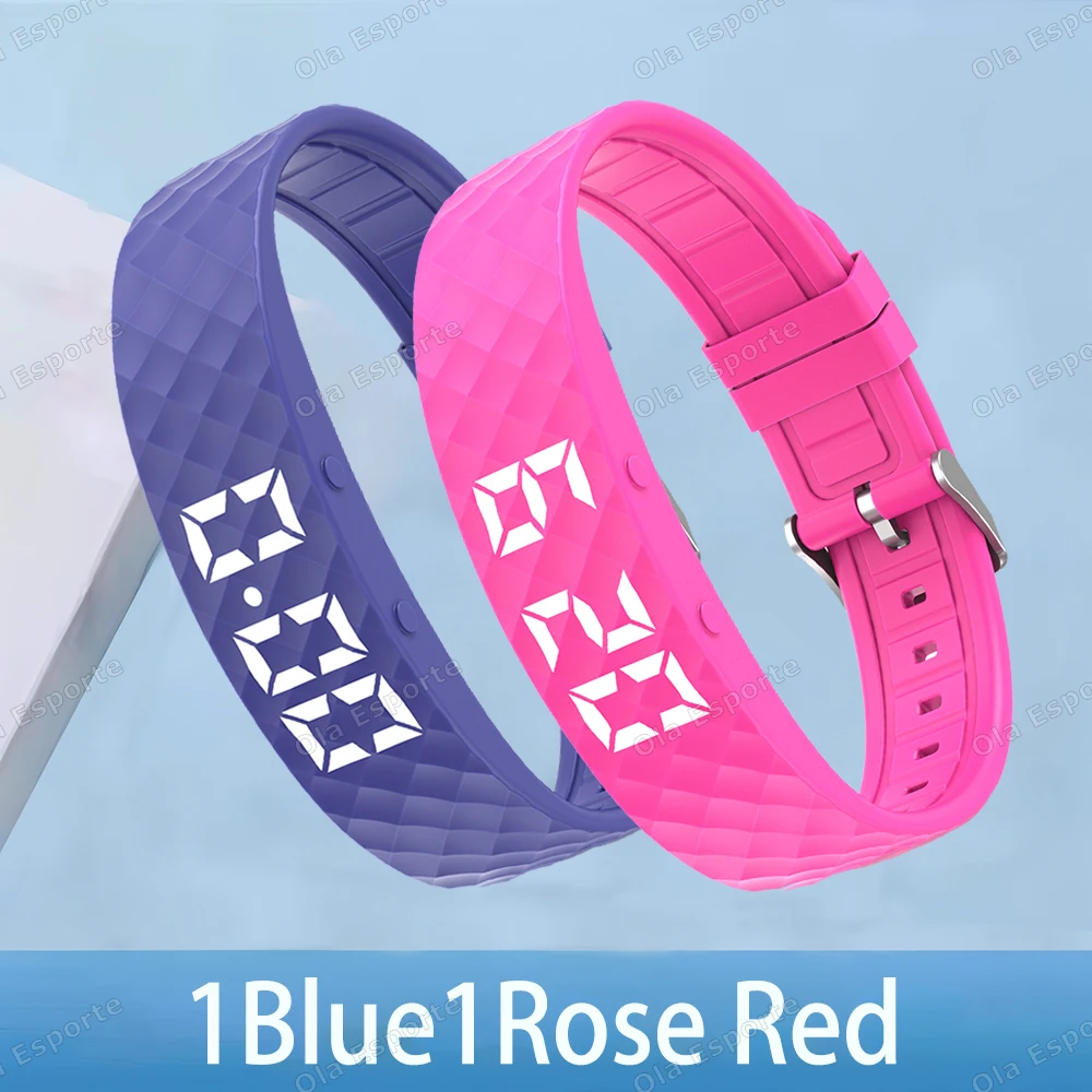 Rastreador de Atividades MDUG com Alarme Vibratório, Monitoramento do Sono, Pedômetro (azul e vermelho)