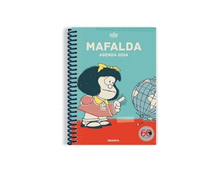 Livro Agenda Mafalda 2024 Espiral Turquesa de Quino (Espanhol)