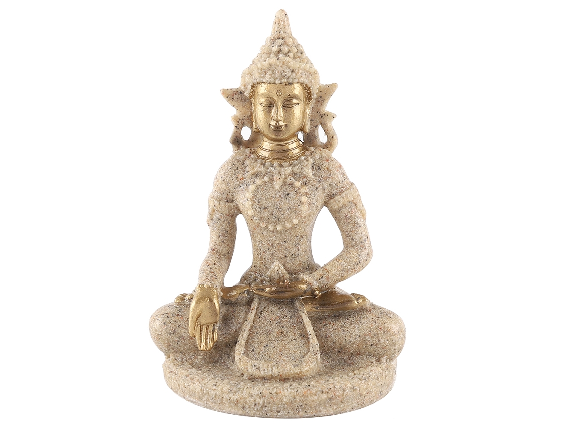 Estátua De Buda Sentado Meditando Dourado Para Decoração Interior Casa