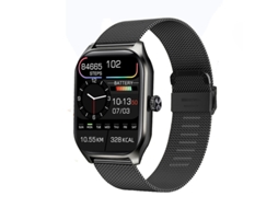 Smart Watch SHAH ARPAN Lx306 Bluetooth Call Health Monitor Pulseira de Malha Preta